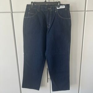 Cintas 394 Denim Mens Dark Indigo‎ Work Pants Jeans 34x30 Straight Leg 100%